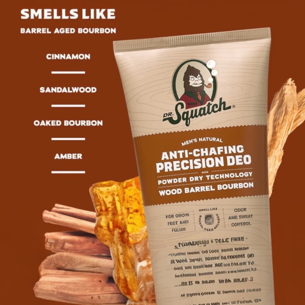Dr. Squatch Wood Barrel Bourbon Anti Chafe Deodorant, 3.4 OZ, 3 Pack